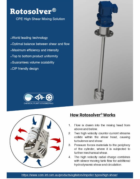 flyer for a rotosolver impeller attached to an agitator for high shear mixing