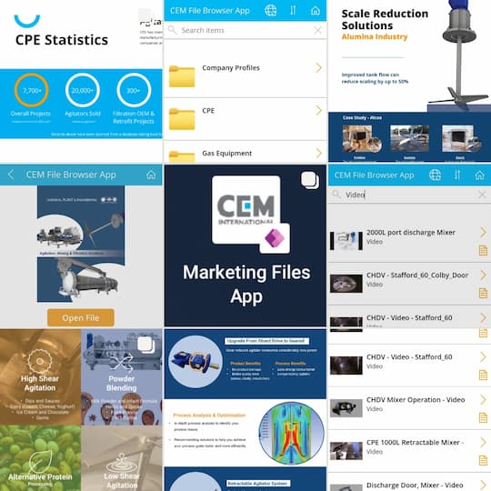 Home page of CEM Marketing Files Browser app created by Carlo Aguinaldo, with search functionality.